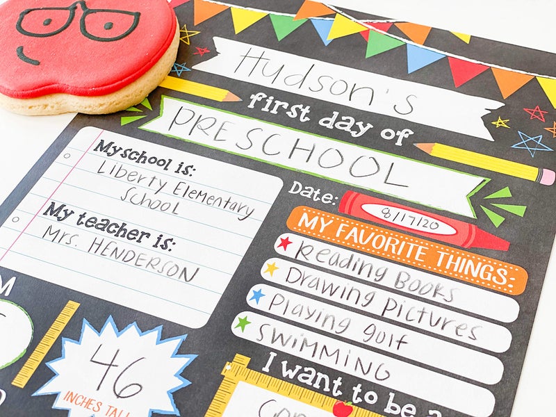Hadley Designs First Day of School Board â€“ 10 Double-Sided First and Last Day Boards, 8x10 Back to School Photo Prop for Kids, Preschool, Kindergarten and Elementary, Fiesta Chalk Theme - Image 4